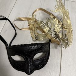 Gold Black Face Mask Party Decor Masquerade 