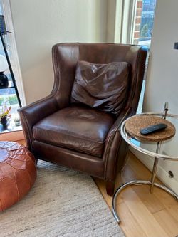 Full Grain Leather Chairs Wingback Nailhead