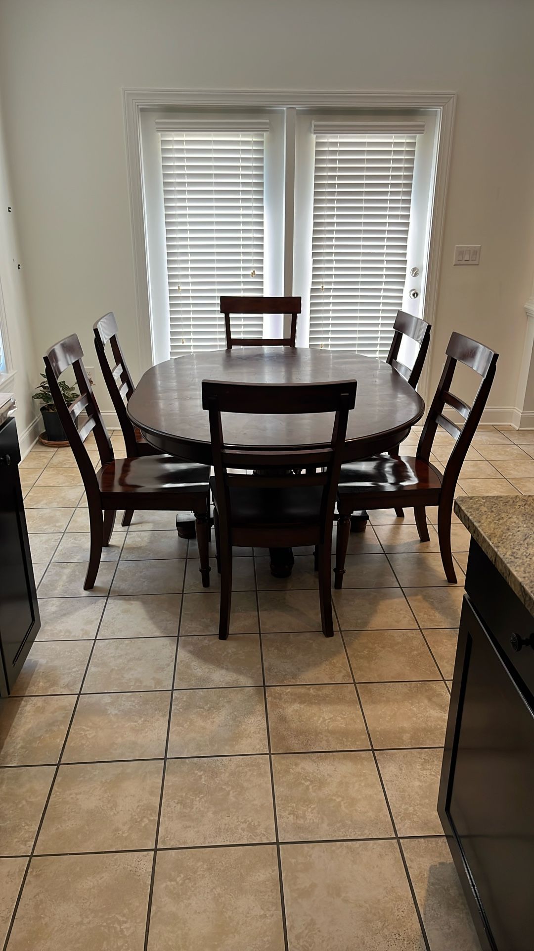Dining table with six chairs