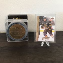LAS VEGAS GOLDEN KNIGHTS INAUGURAL HOME GAME 10/10/2017 PUCK with Players collectible cards!!!   RARE***