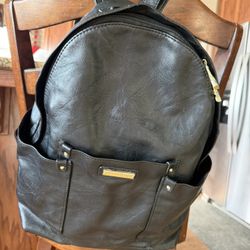 Madden Girls large Black Leather Backpack 