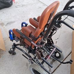 Quickie Zippie  TS Pediatric Tilt Wheelchair(12by12)Custom Tan Leather/Lat-excellent Condition