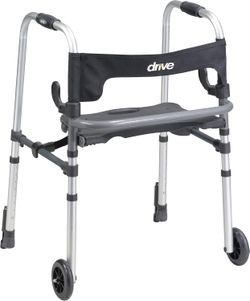 Drive Medical 10233 Clever Lite Foldable Rollator Walker, Gray#1778QT2