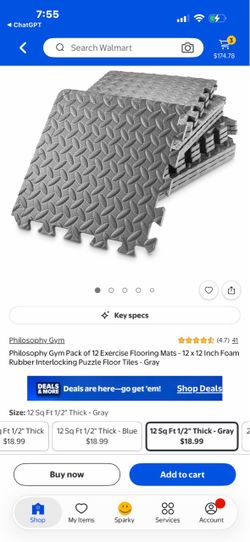 Philosophy Gym Interlocking Foam Floor Tiles – Gray 12-Pack
