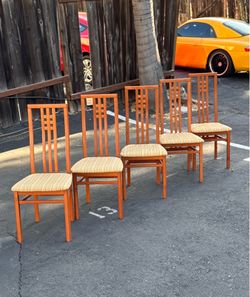Mid Century Modern Danish Modern Solid Wood Dining Chairs Set of 5