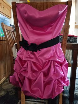 Pink and black belt dress