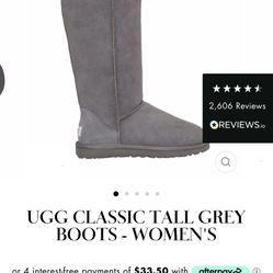 Grey Tall Ugg boots Size 8 Women 