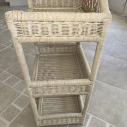 Vintage Pier 1 Imports Basket Weave Side Table 
