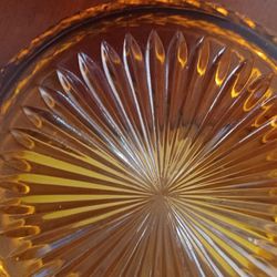 Very Old Cut Glass Amber Candy Dish