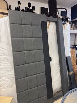 King Mattress with Gray Tufted Upholstered Bed Headboard with Frame