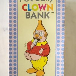 Vintage Pot Belly Clown Bank 10.5” Original Box Working Coin Eating Retro 80s