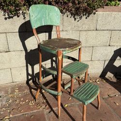 Vintage 1950s Step Stool Green Ladder Free Delivery