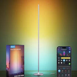 Govee RGBIC Floor Lamp Basic, 1000lm Smart LED Corner Lamp with Music Sync and Matter Support - Silver