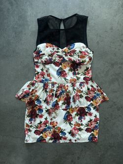 Forever 21 Floral Mesh Peplum Dress