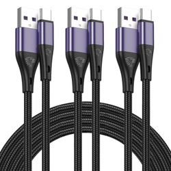 USB Type C Cable Fast Charging,3pack 10ft Premium Nylon Braided 3A Rapid Charger Quick Cord,Type C to A Cable Compatible for Samsung Galaxy S21 S20 S1