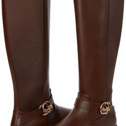 COACH Women’s Boots Farrah Leather Walnut Brown