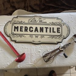 Pioneer Woman Sign With Antique Ladle Mixer