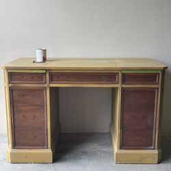 Vintage Project Desk With Hardware And Paint 