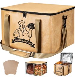 DAMNISS BBQ Blanket for Resting Meat, Extra Large Meat Resting Bag, Dual Compartments, Holds 28lb Brisket, Upgraded Double-Layer Foil Insulation Hot L