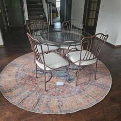 Glass & Wrought Iron Kitchen Dining Table