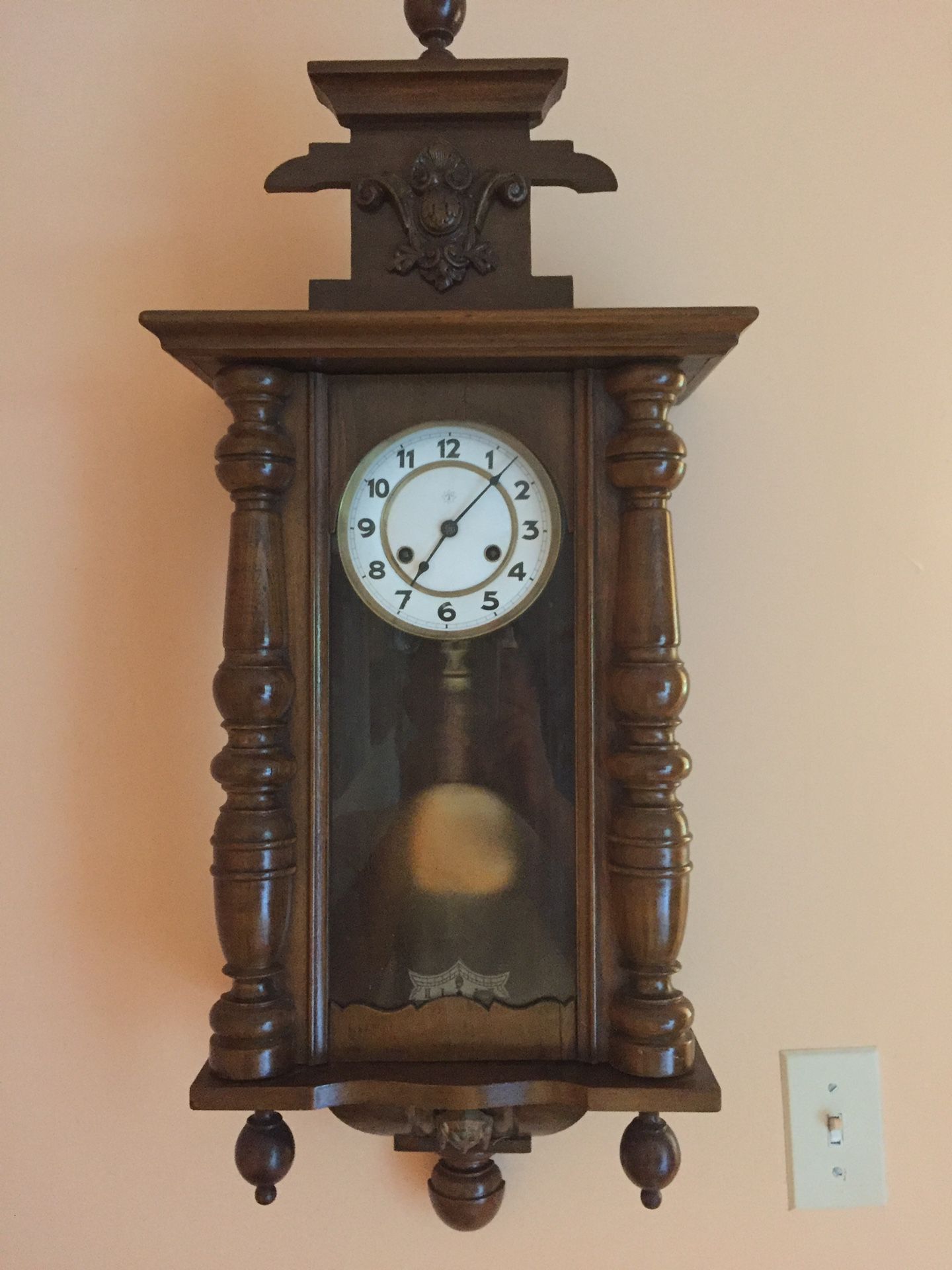 Antique Junghans wall clock in Good Running condition 31’’x14’’