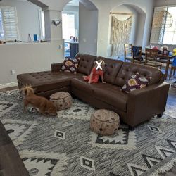 Leather Couch / Sectional With Chaise