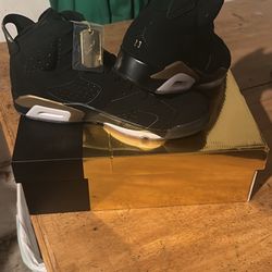 Air jordan 6 retro dmp blavk metslic gold black size 12