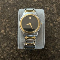 Vintage Movado Museum Gold and Silver Two Tone Men's Wrist Watch