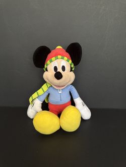 Disney Mickey Mouse Winter Plush 9" Small Plush w/winter Hat, Scarf & Jacket