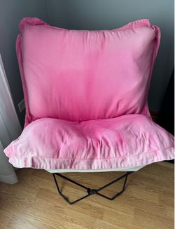 Pink Butterfly Chair With Sturdy Fold Up Base
