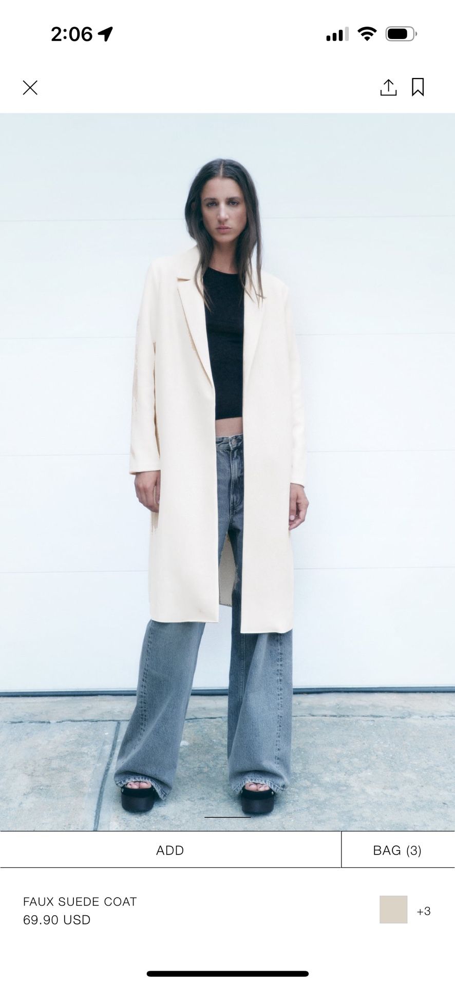 XS Zara Faux Suede Coat