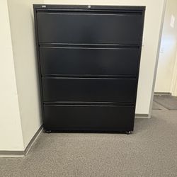 4 Drawer Black Lateral File Cabinet 