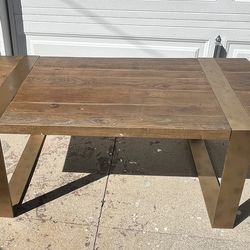 Boho Rustic Wood And Brass Coffee Table