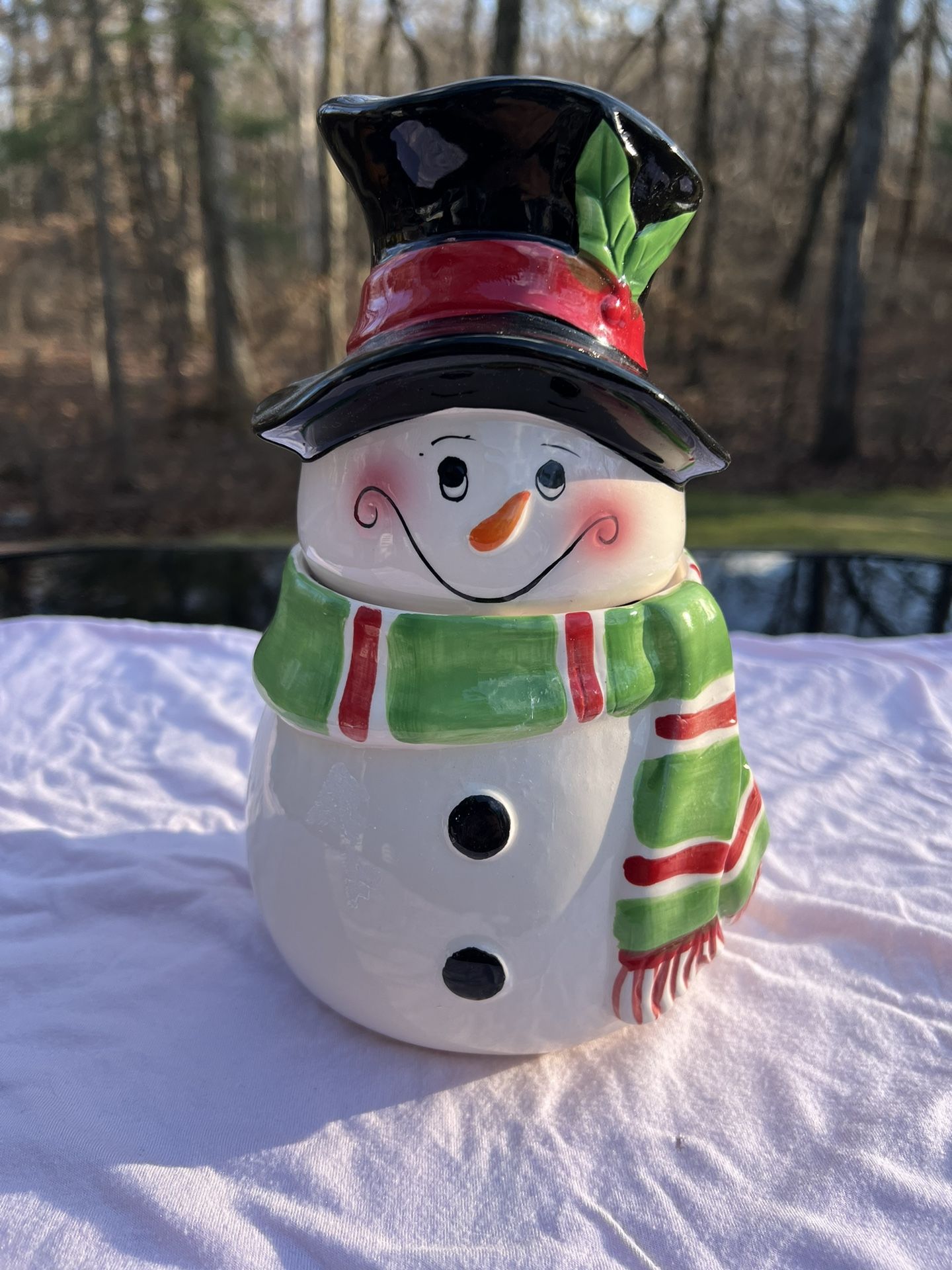 Festive Holiday Winter Snowman Cookie Jar David’s Cookies Christmas