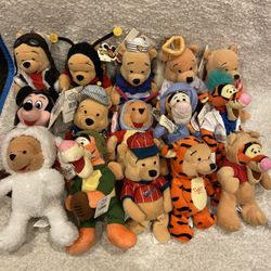 Winnie The Pooh, Mickey And Tigger Beanie Lot Of 15