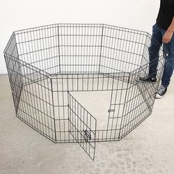 (NEW) $44 Foldable 30” Tall x 24” Wide x 8-Panel Pet Playpen Dog Crate Metal Fence Exercise Cage Play Pen 