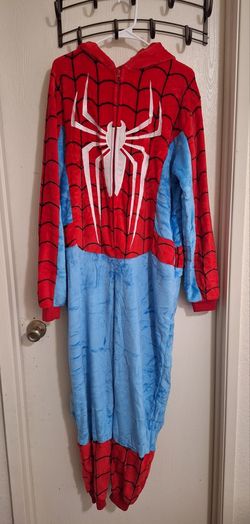 New Spider-Man Adult Hooded Zip Up Pajamas. Large size.