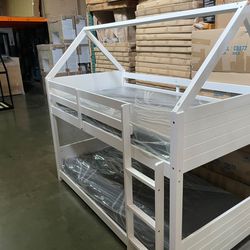 Twin house bunk bed. Available in white & espresso. Assembly required.  Assembly not included.  Tax included.  Free local delivery. 

Bunk bed only-$3