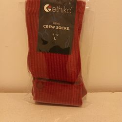 ETHIKA MENS CREW SOCKS RED MAROON (9-12)L