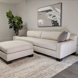 Custom Down Sofa + Oversized Ottoman - Free Delivery