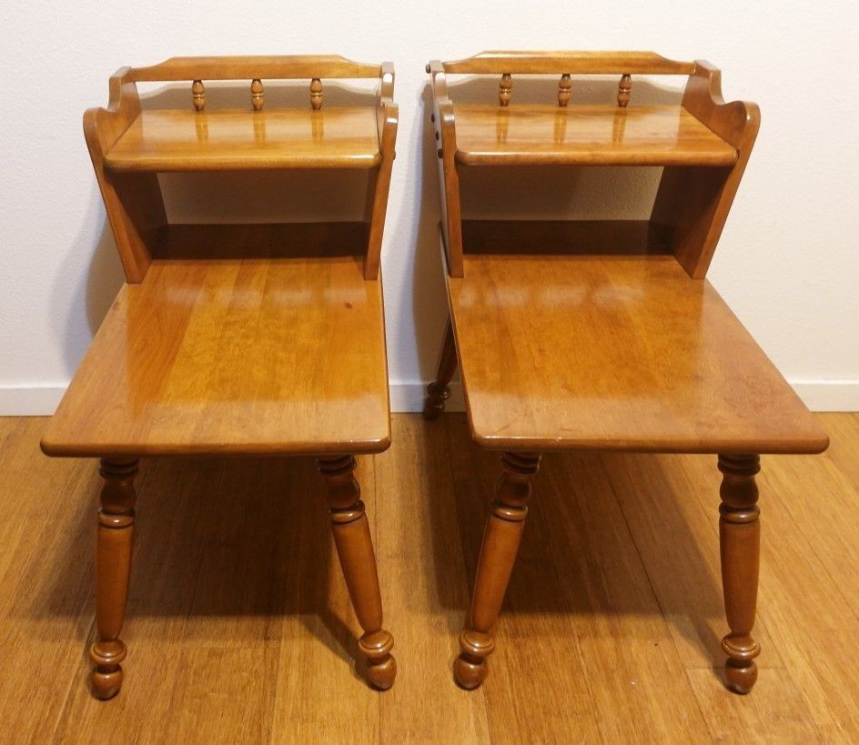 2 ETHAN ALLEN BAUMRITTER Maple Colonial-Style End Tables