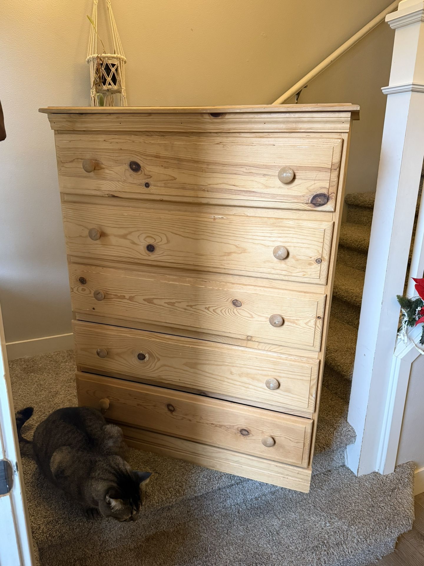 DRESSER- Solid Wood 5-Drawer Dresser – Great Condition