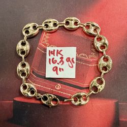 For Wedding 14K Yellow Gold Gucci Bracelet 16.3Gr 9 Inches Long 