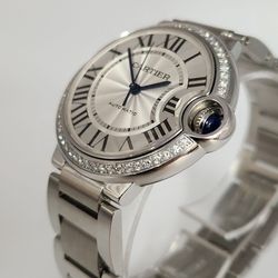 Cartier Ballon Bleu 36MM Automatic Diamond Bezel Watch