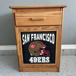 SAN FRANCISCO 49ers, Wooden Storage Cabinet w/ Drawer. 30x21x18. Pre Owned.