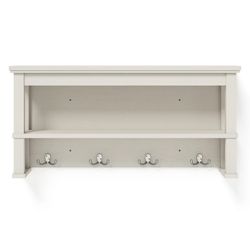 allen + roth 32-in Wall Shelf with Hooks White Finish