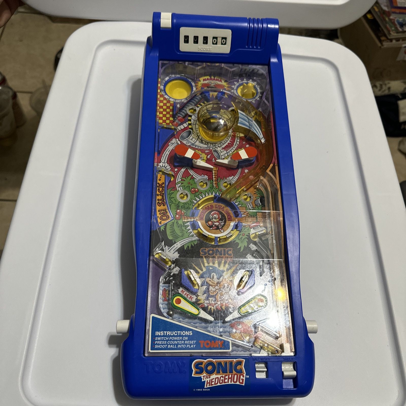 Sonic the Hedgehog Sega Tabletop Pinball Machine 1993 Tomy Electronic Game Works