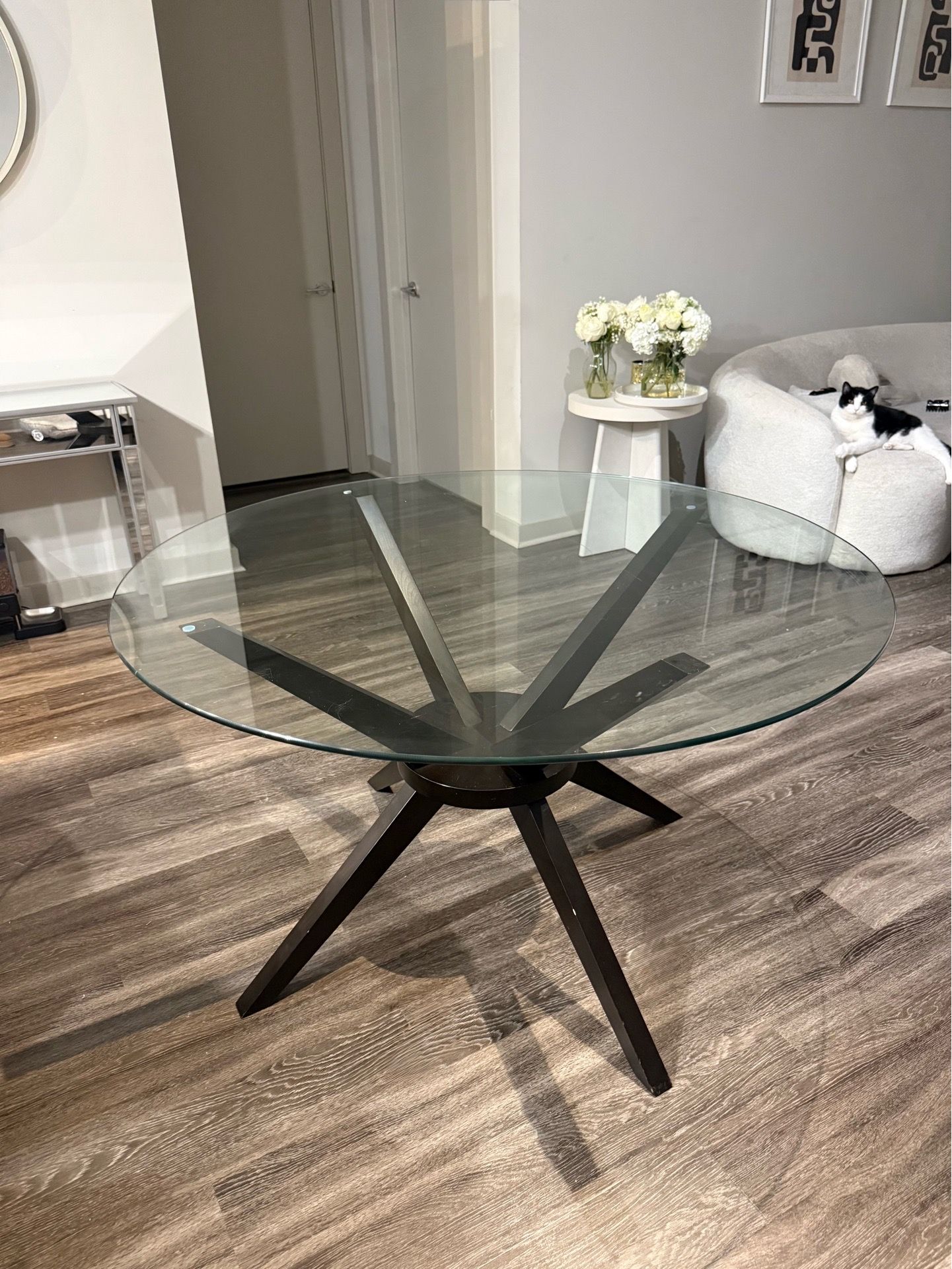 Glass dining table