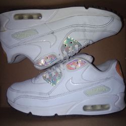 Women's Nike Air Max 90 Premium White/Icy Blue Tint Size 7.5 (443817-104)