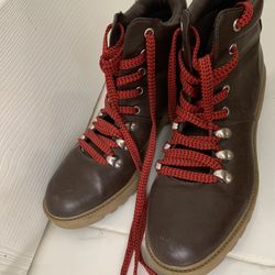 Brown Boots Red Laces Women Size 9 NEW